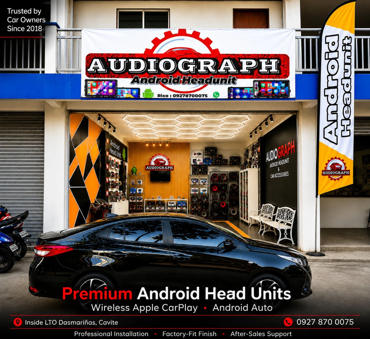 Audiograph storefront and service proof in Dasmariñas, Cavite